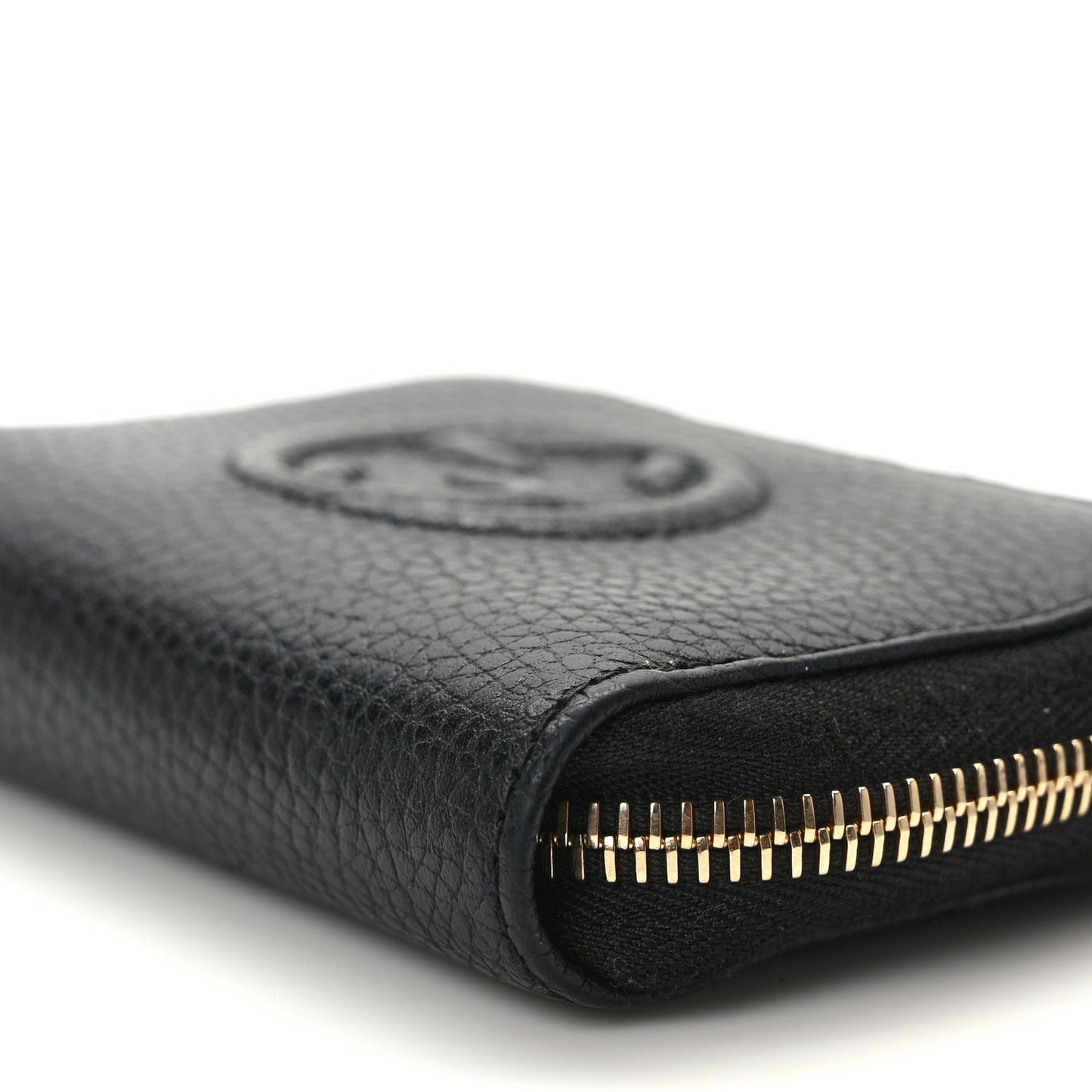 Pebbled Calfskin Soho Compact Disco Zip Around Wallet Black