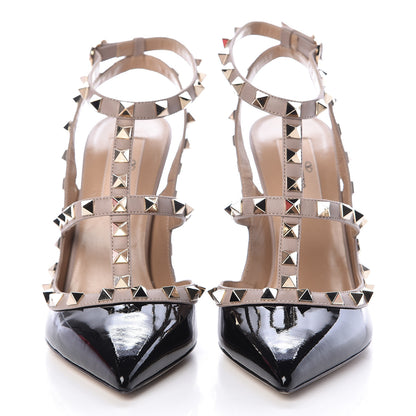 Valentino Garavani Patent Nappa Rockstud Ankle Strap 100mm Pumps 37 Black Poudre 2 of 8