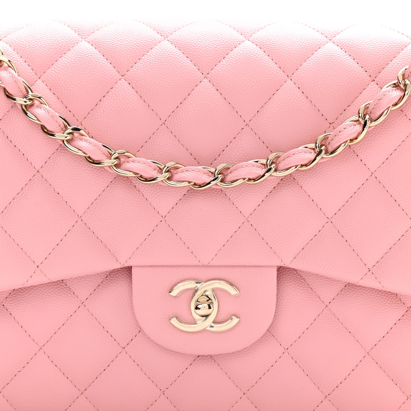 Caviar Quilted Jumbo Double Flap Pink