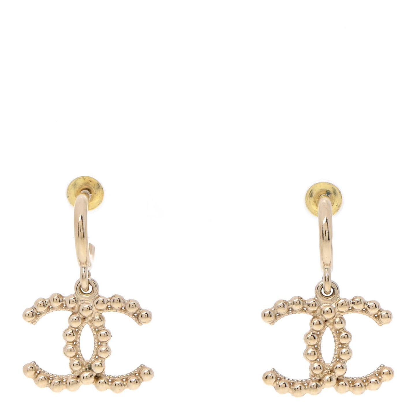 Metal Bead CC Drop Earrings Gold