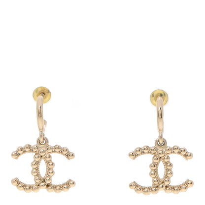 Chanel Metal Bead CC Drop Earrings Gold 1 of 5