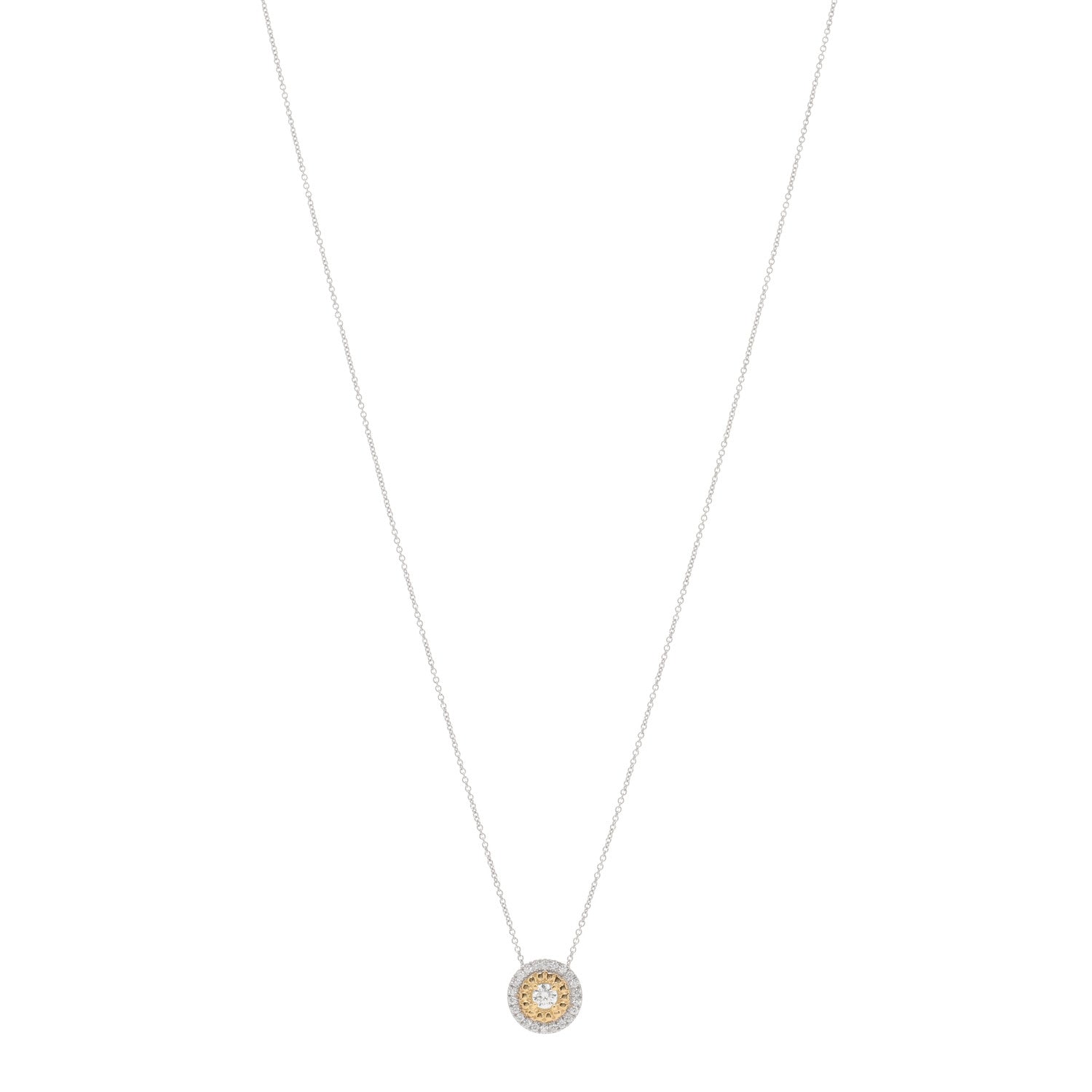 Roberto Coin 18K White Yellow Gold Diamond Large Siena Dot Pendant Necklace 1 of 4