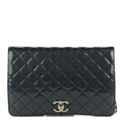 Chanel Patent Quilted Clutch Flap Dark Blue 1 of 8