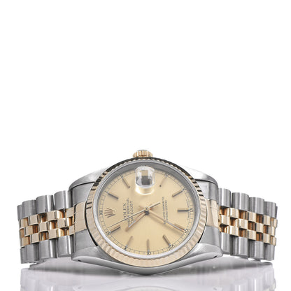 Rolex Stainless Steel 18K Yellow Gold 36mm Oyster Perpetual Datejust Watch Champagne 16233 3 of 8