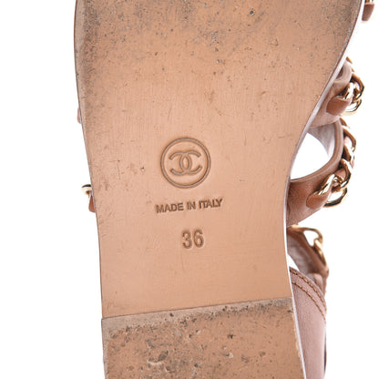 Chanel Calfskin Fantasy Chain Flat Sandals 36 Beige 8 of 14