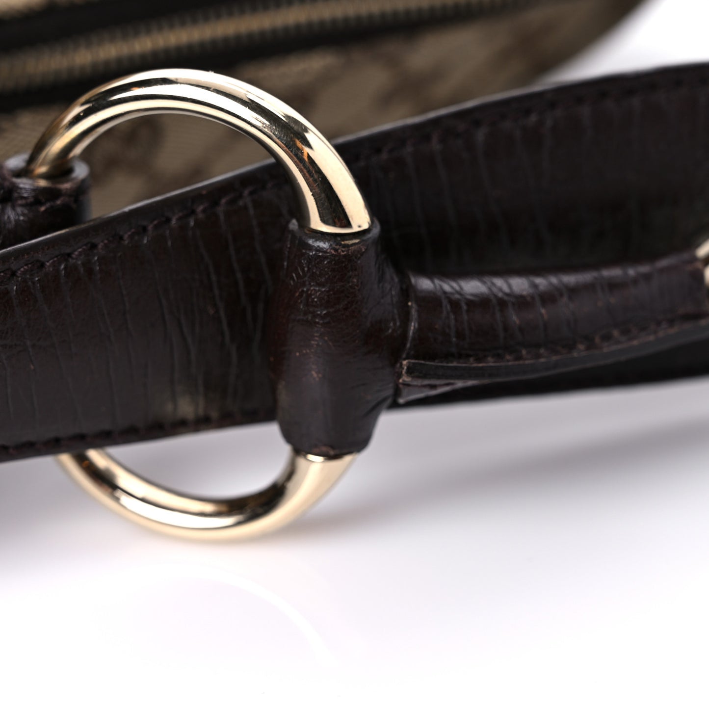 Monogram Medium Horsebit Chain Hobo Dark Brown