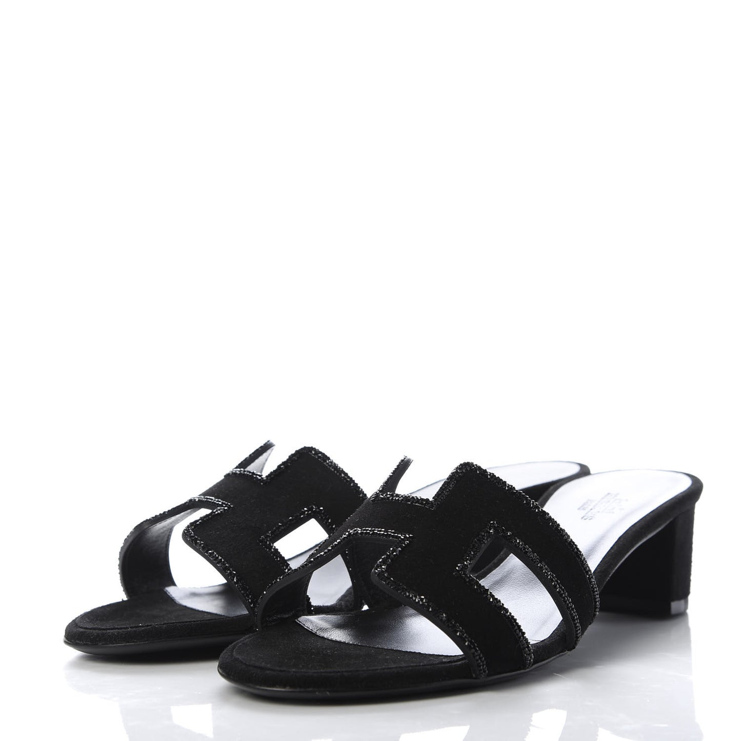 Suede Goatskin Rhinestone Oasis Sandals 36.5 Black