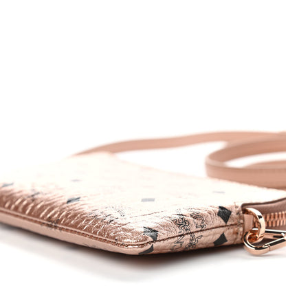 MCM Metallic Visetos Crossbody Tech Pouch Champagne Gold 8 of 9