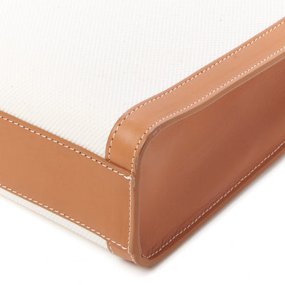Celine Canvas Calfskin Logo Print Small Vertical Cabas Natural Tan 6 of 10