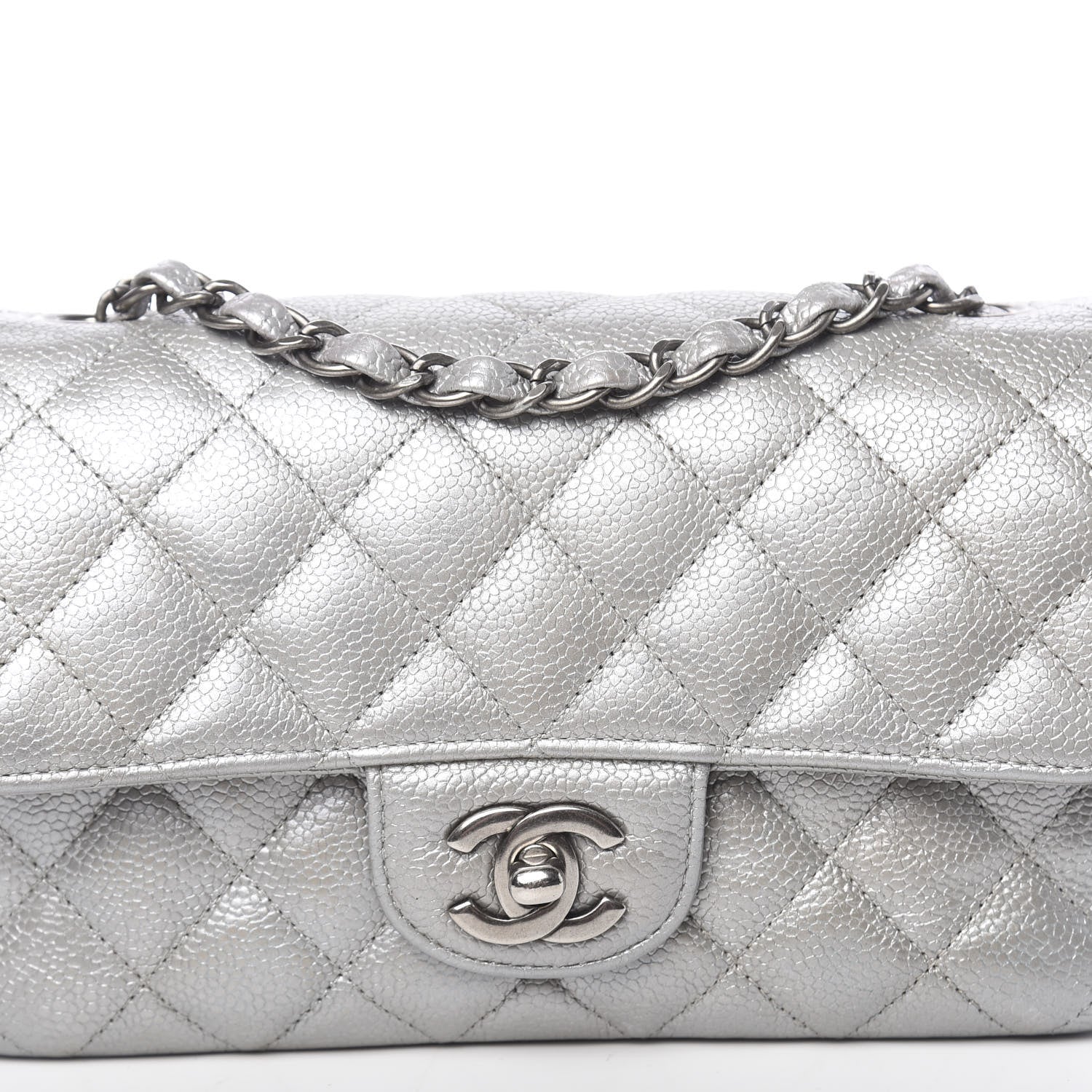 Chanel Metallic Caviar Quilted Mini Rectangular Flap Silver 11 of 11