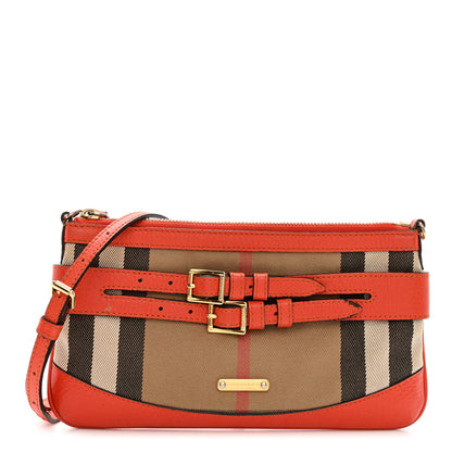 Burberry House Check Bridle Calfskin Peyton Crossbody Orange 1 of 12