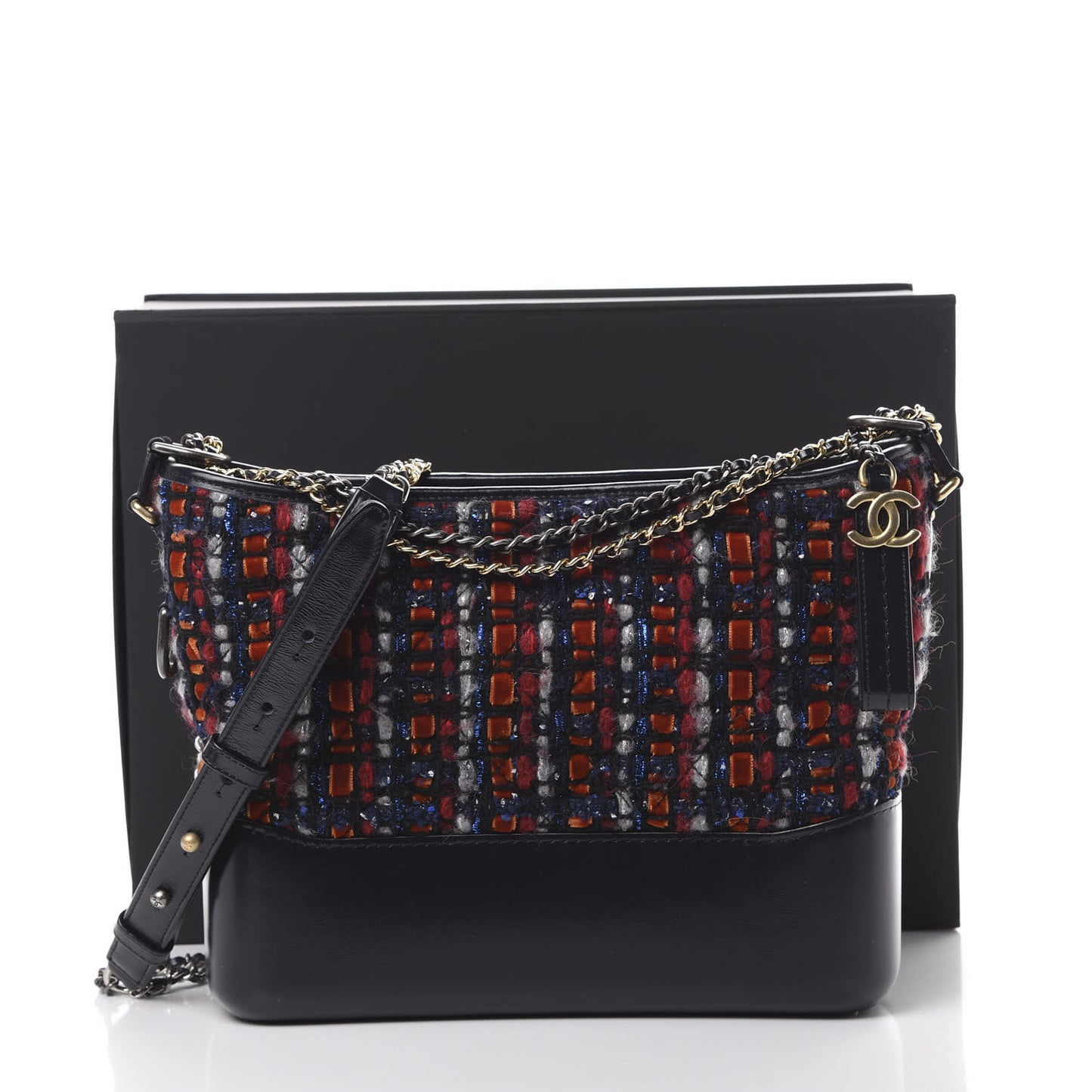 Tweed Calfskin Medium Gabrielle Hobo Black Red Blue