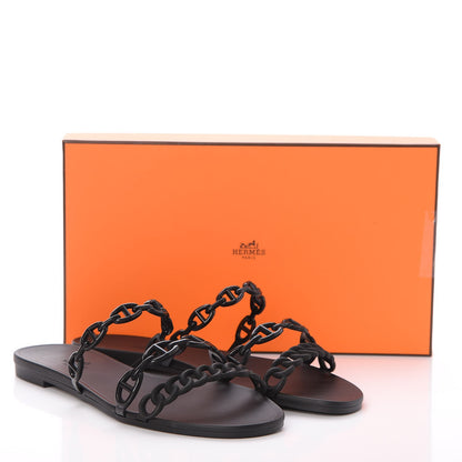 Hermes Rubber Chaine d'Ancre Rivage Sandals 38 Black 8 of 8