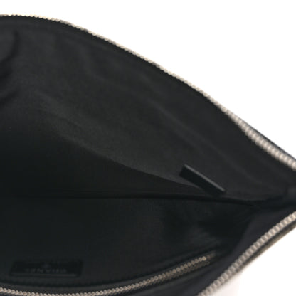 Chanel Coated Canvas Calfskin Camellia Printed Pouch Black Beige 5 of 8