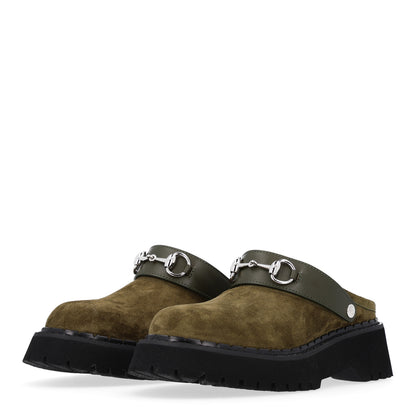 Gucci Suede Womens Horsebit Platform Mules 38.5 Dark Green 4 of 11