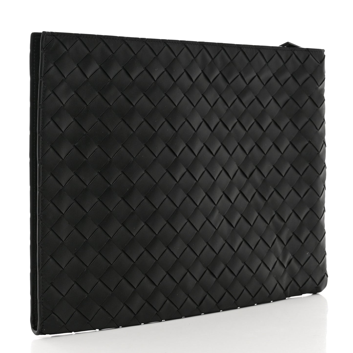 Nappa Intrecciato Flat Zip Pouch Black