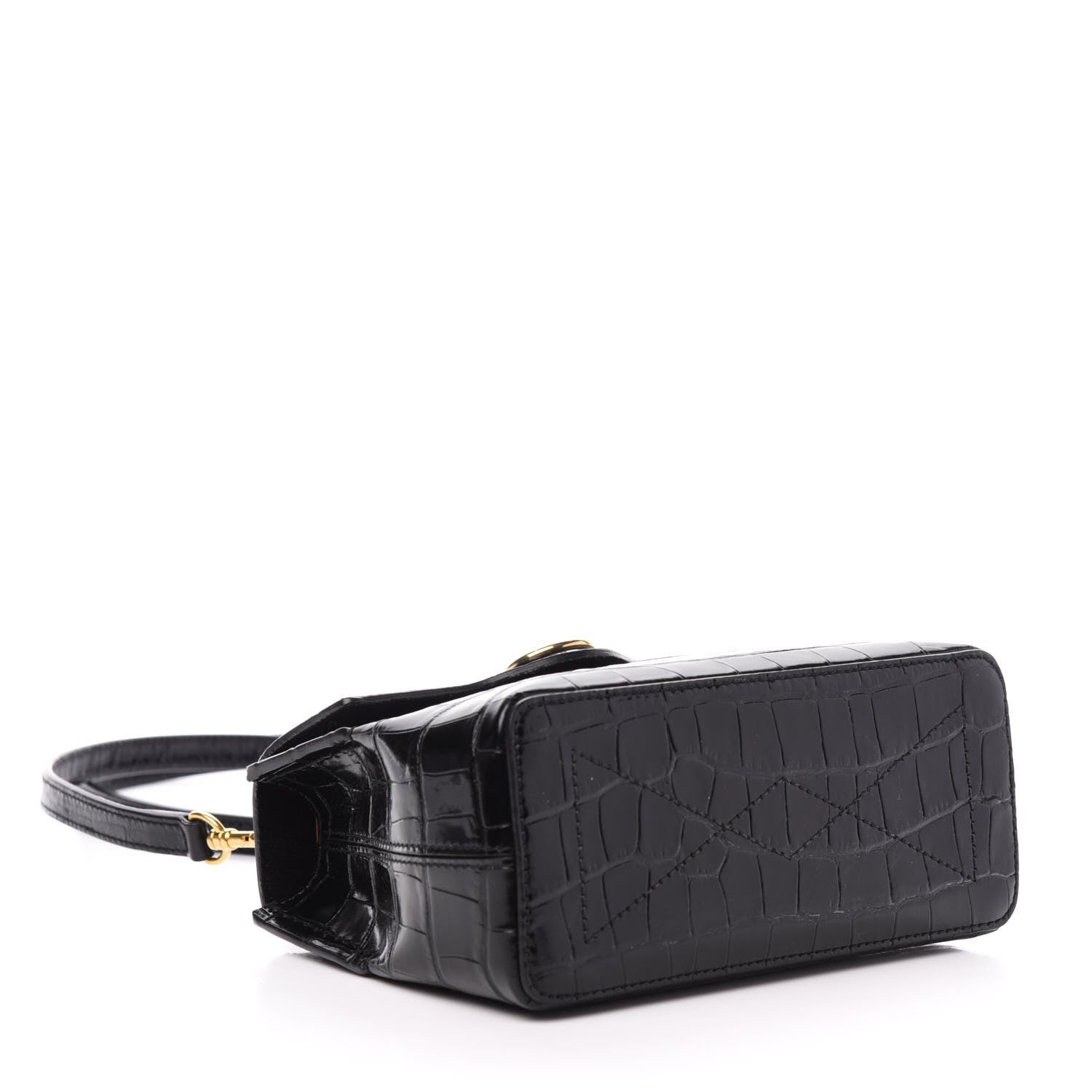 Mulberry Shiny Croc Calfskin Embossed Micro Seaton Black 4 of 10