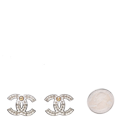 Chanel Pearl Crystal Sparkling Pearls CC Earrings Light Gold 2 of 4