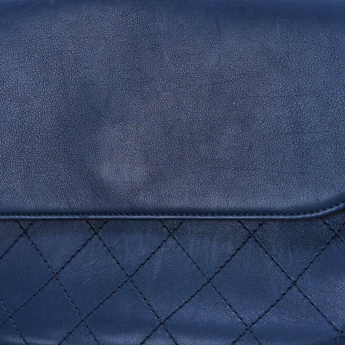 Calfskin Stitched Messenger Flap Bag Navy