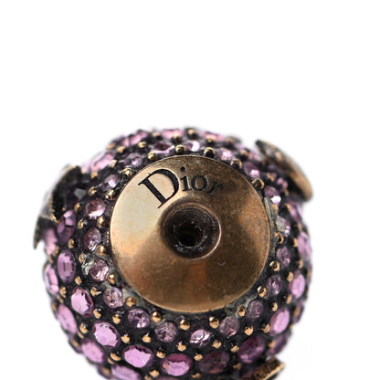 Christian Dior Crystal Star Moon Tribal Earrings Pink Gold 4 of 4