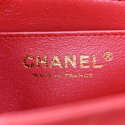 Chanel Iridescent Lambskin Quilted Mini Top Handle Rectangular Flap Red 6 of 13