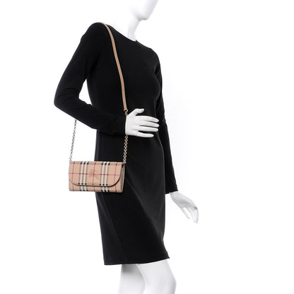 Burberry Haymarket Check Henley Wallet On Chain Mid Camel 2 of 8