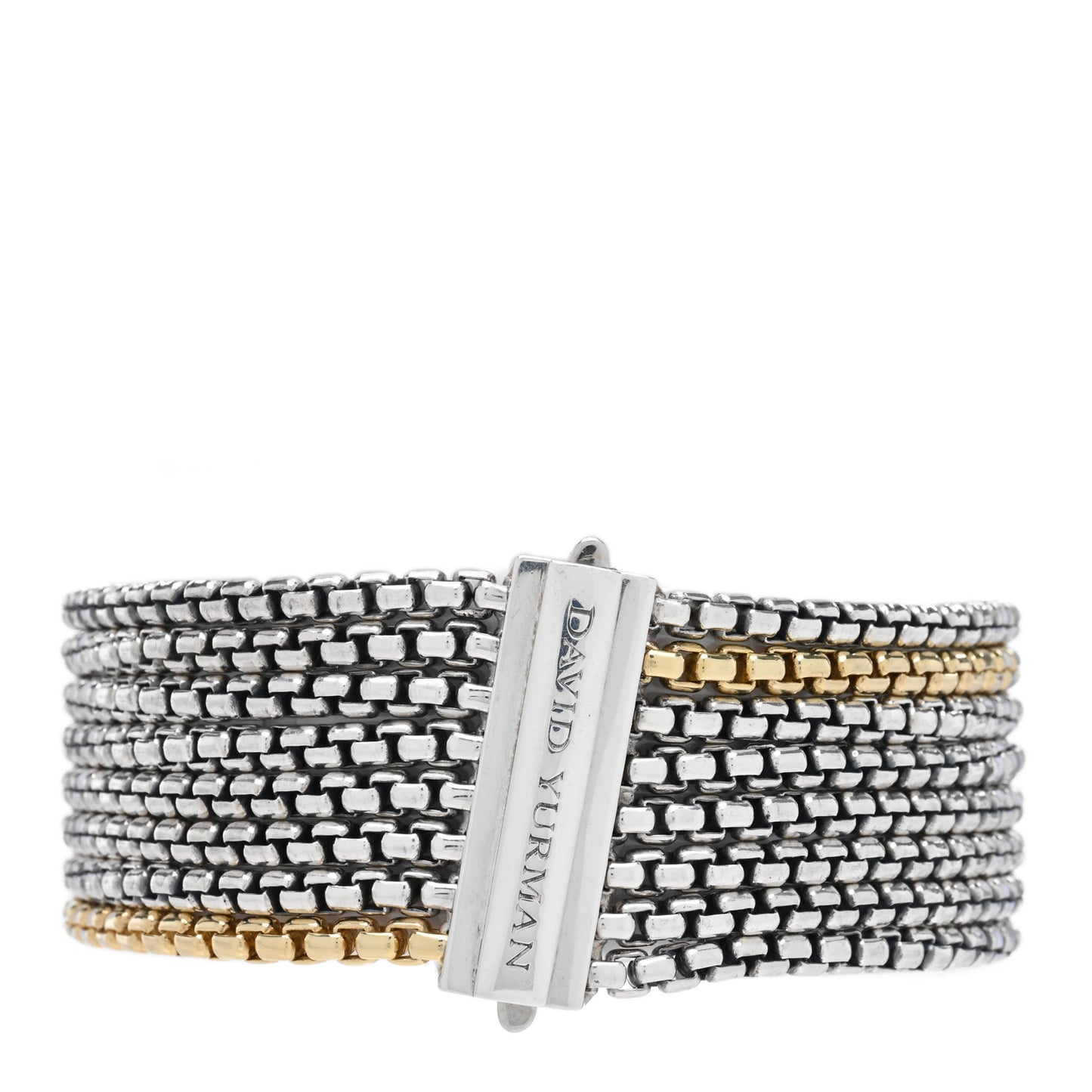 Sterling Silver 18K Yellow Gold Eight-Row Box Chain Bracelet