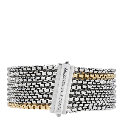 David Yurman Sterling Silver 18K Yellow Gold Eight-Row Box Chain Bracelet 2 of 3