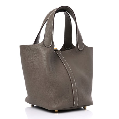 Hermes Taurillon Clemence Picotin Lock 18 PM Etoupe 3 of 8