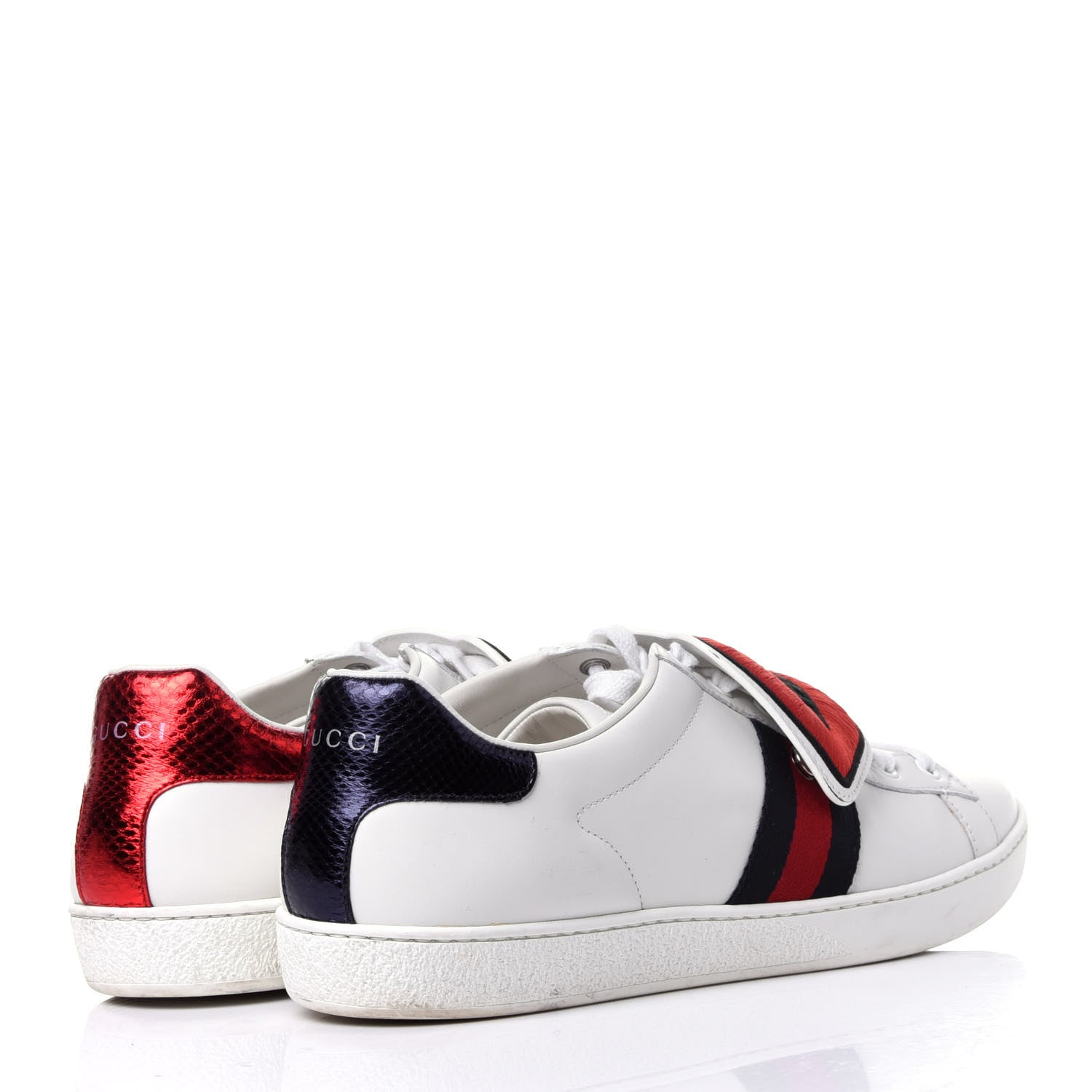 Gucci Calfskin Ayers Blind For Love Embroidered Womens Ace Sneakers 42 White 4 of 12