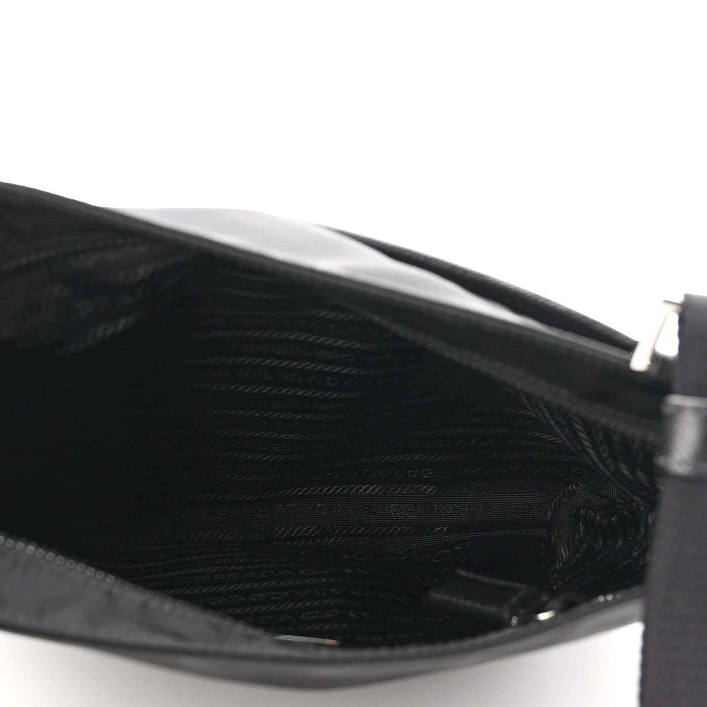Tessuto Nylon Saffiano Flat Messenger Bag Black