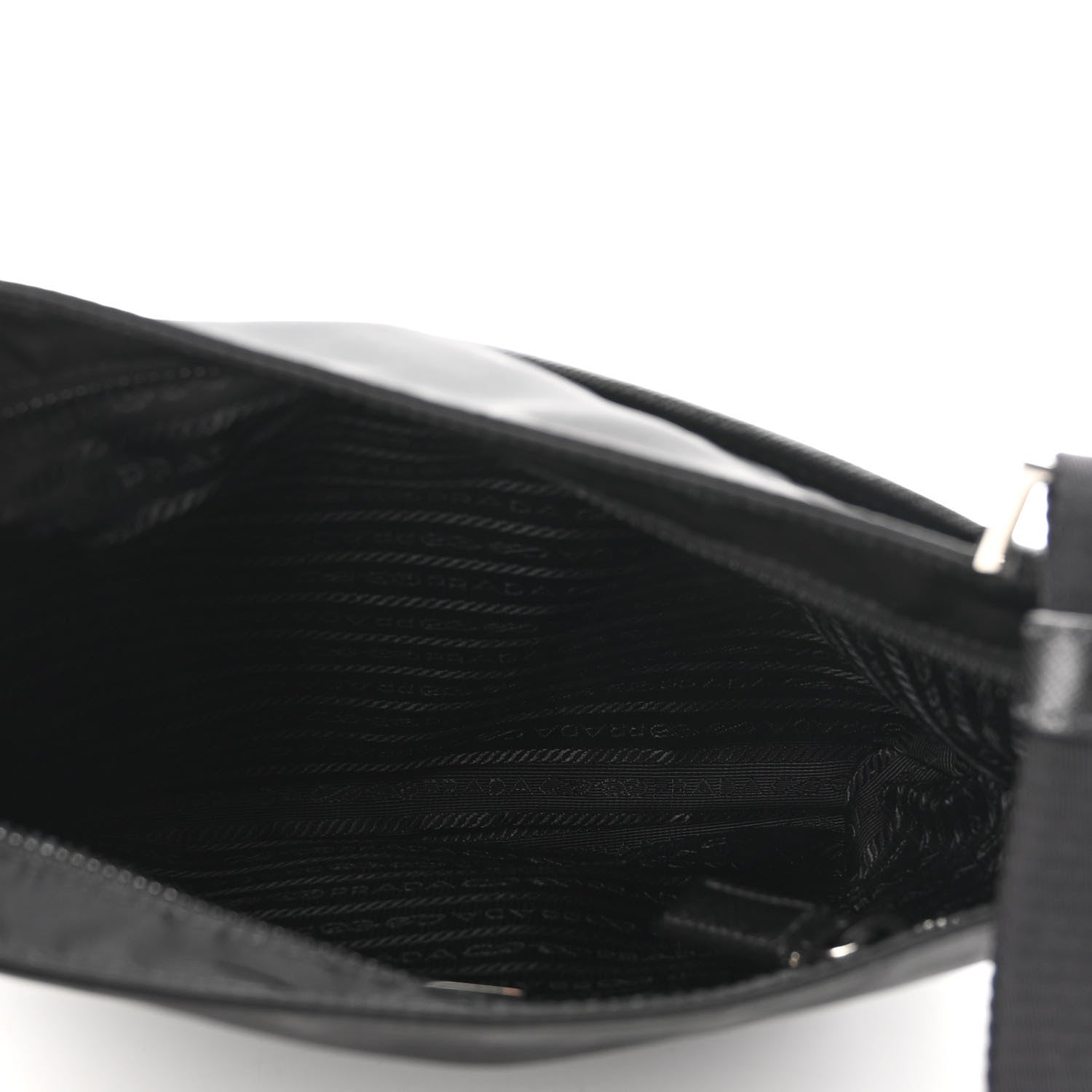 Prada Tessuto Nylon Saffiano Flat Messenger Bag Black 5 of 9