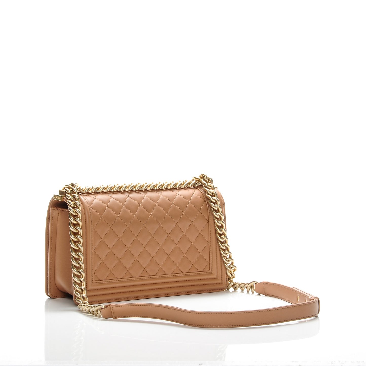Lambskin Quilted Medium Boy Flap Camel