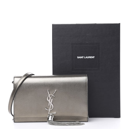 Saint Laurent Grain De Poudre Classic Monogram Kate Tassel Chain Wallet Piombo 9 of 9