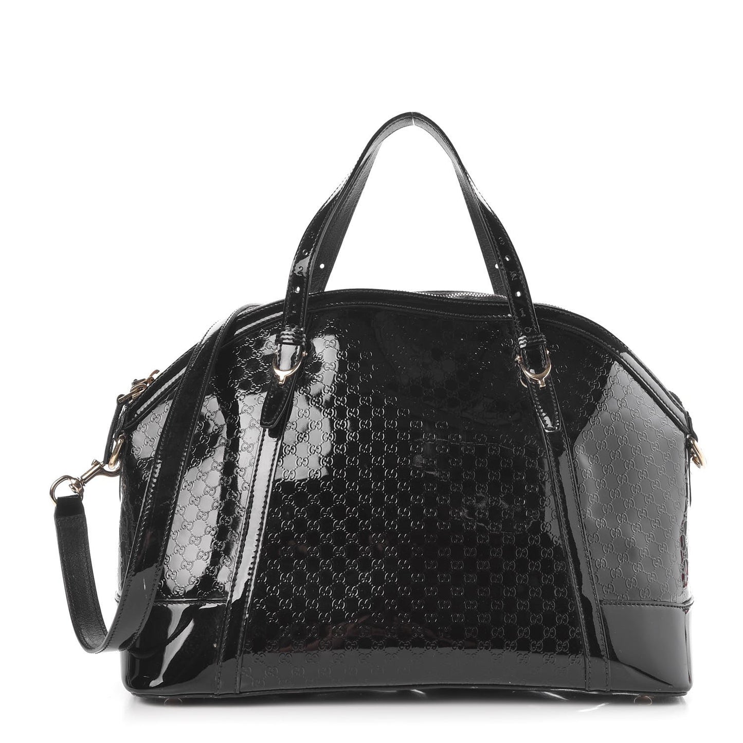 Patent Microguccissima Medium Nice Top Handle Dome Bag Black