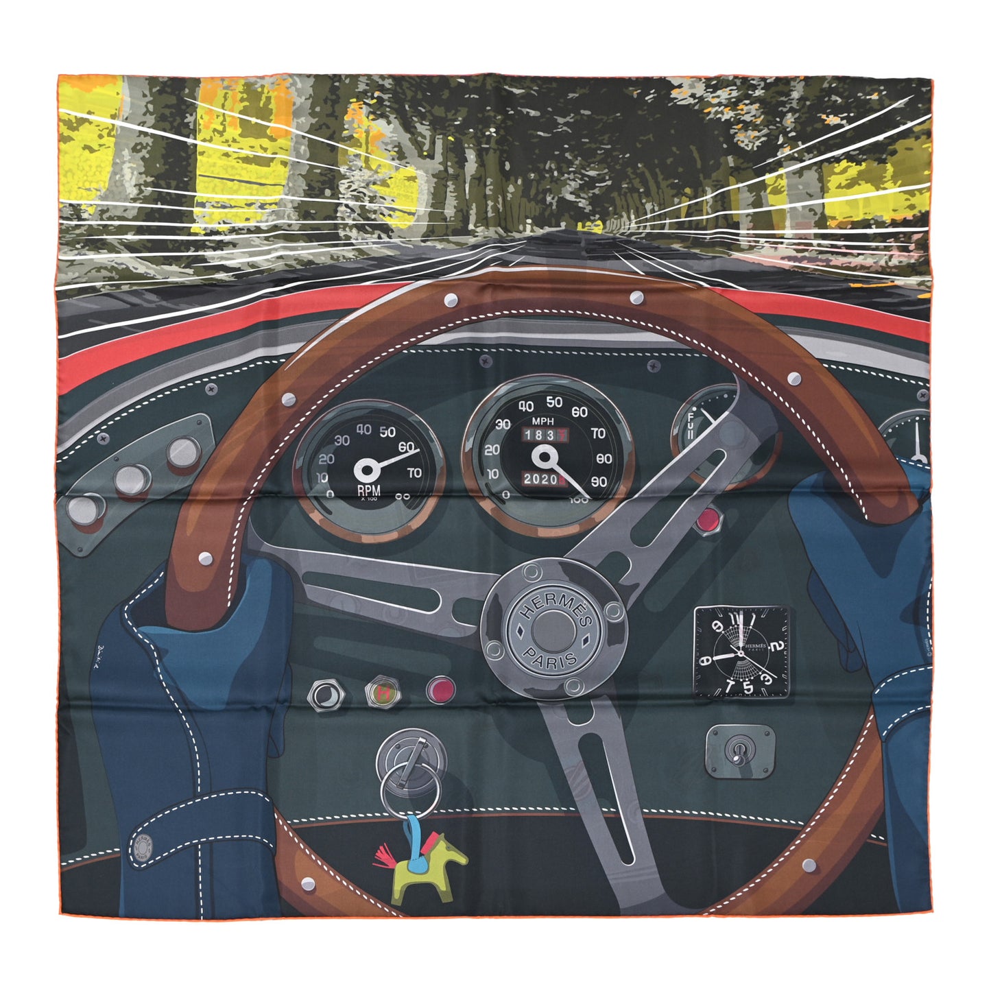Silk Double Face Formula One Scarf 90 Vert De Gris Marine