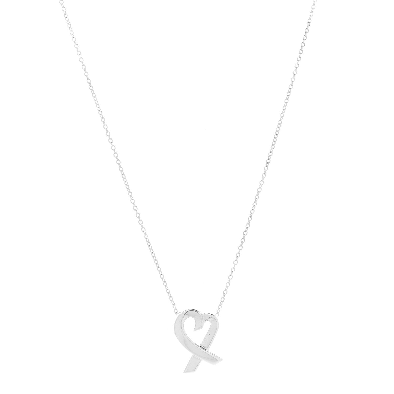 Tiffany Sterling Silver Paloma Picasso Loving Heart Pendant Necklace 1 of 7