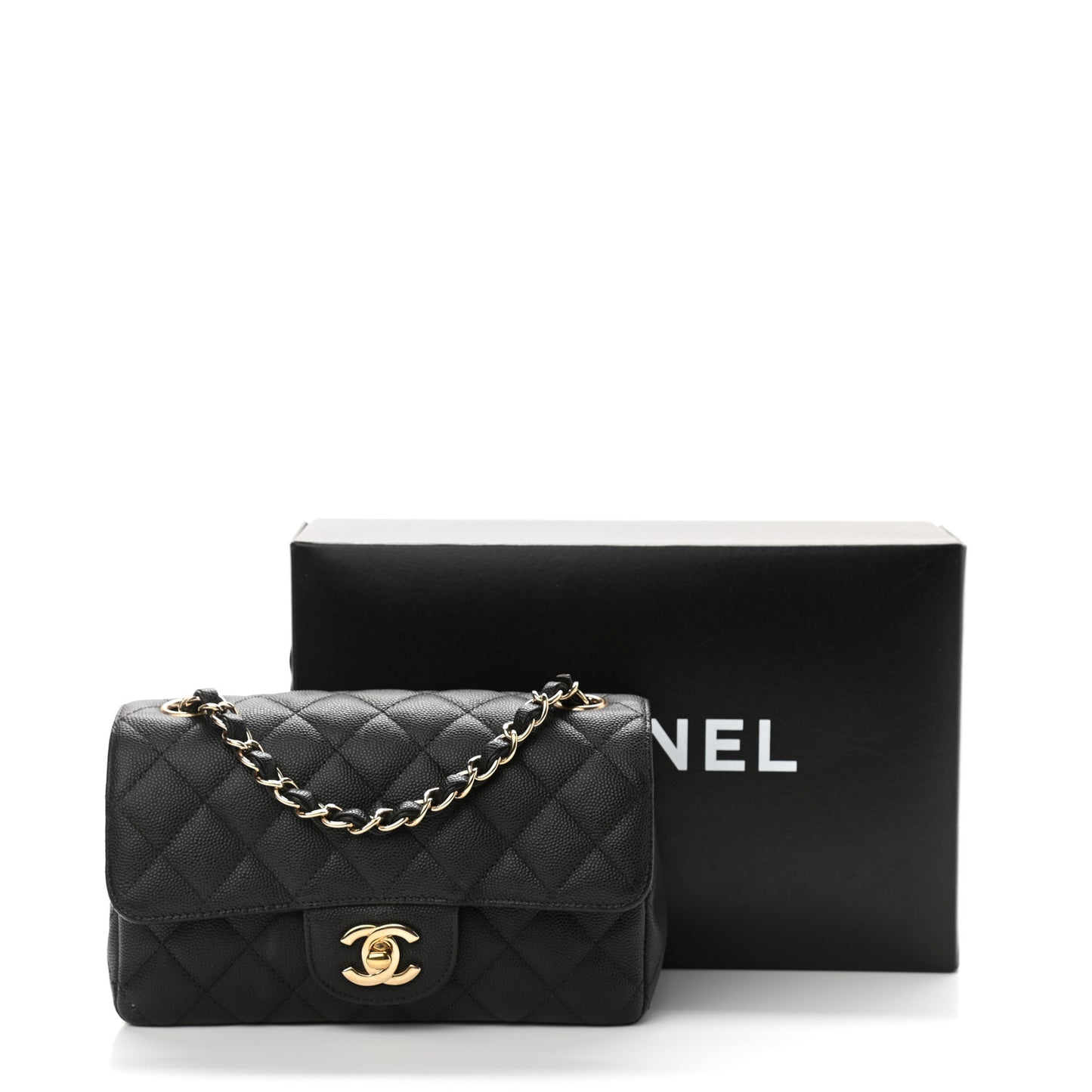 Caviar Quilted Mini Rectangular Flap Black