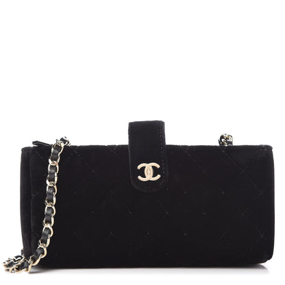 Chanel Velvet Quilted Small Clutch With Chain Black 1 of 9