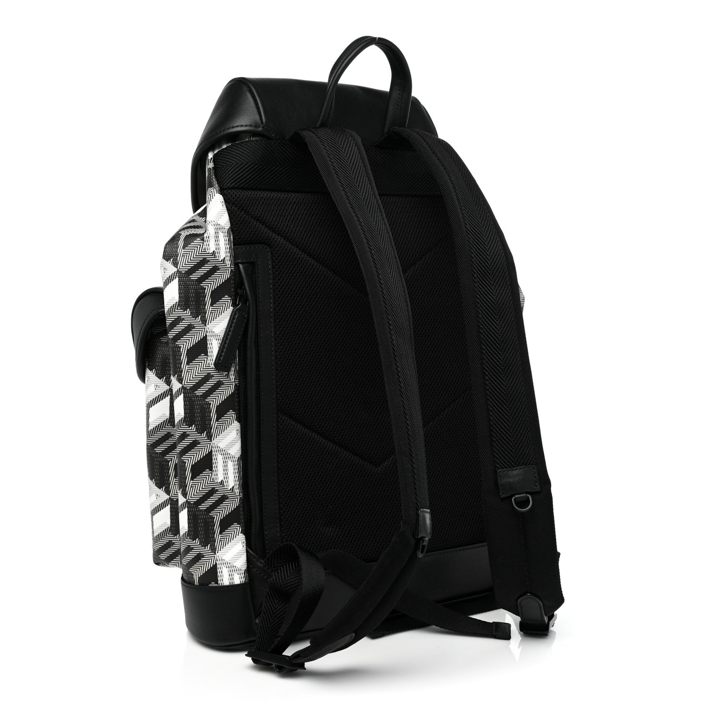 Canvas Nappa Cubic Monogram Brandenburg Backpack Black White