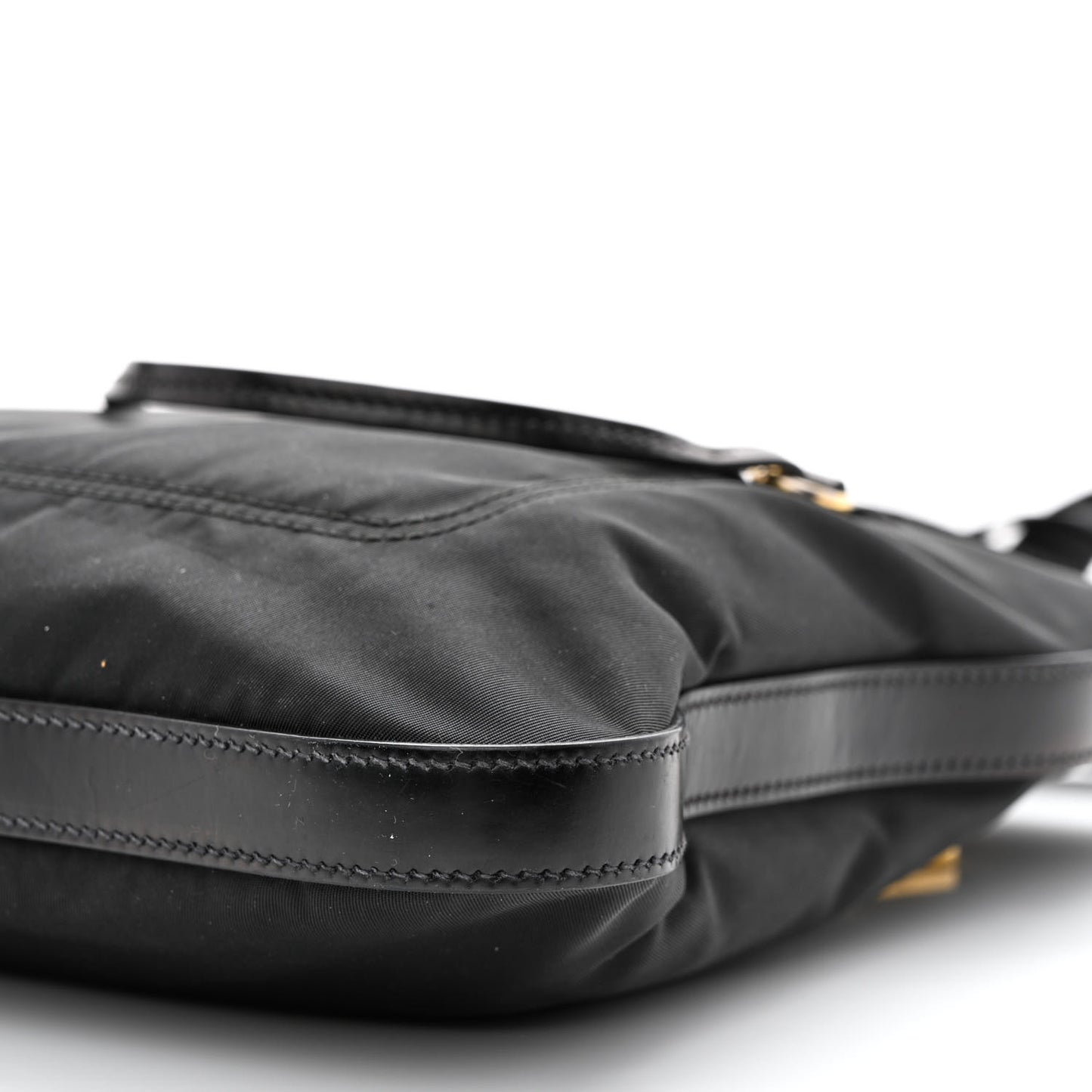 Tessuto Nylon Calfskin Crossbody Bag Black