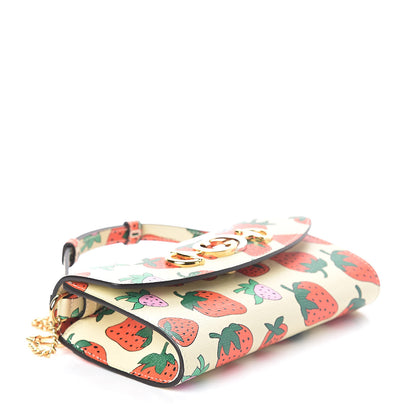 Gucci Calfskin Strawberry Print Mini Zumi Shoulder Bag Ivory Red 4 of 8