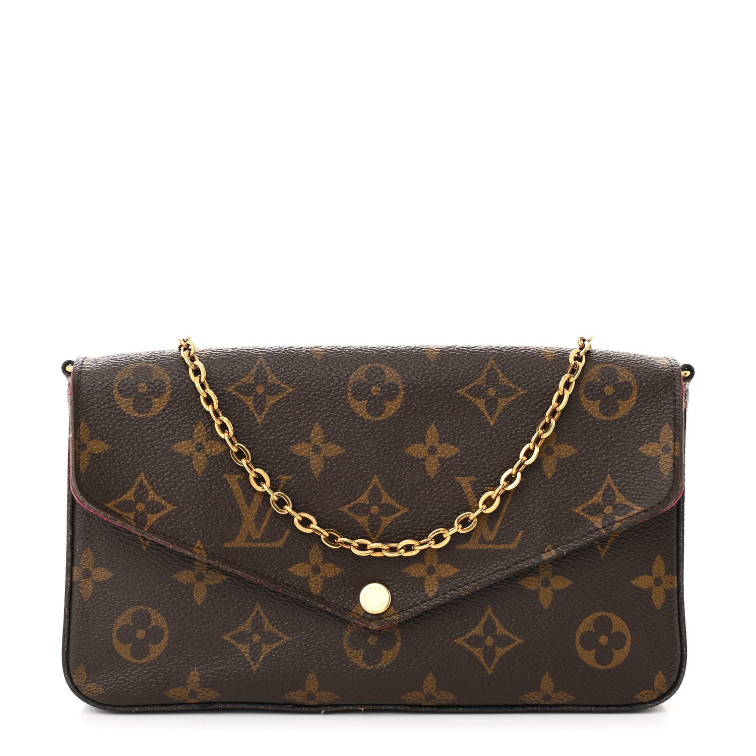 Louis Vuitton Monogram Pochette Felicie Chain Wallet Fuchsia 1 of 18