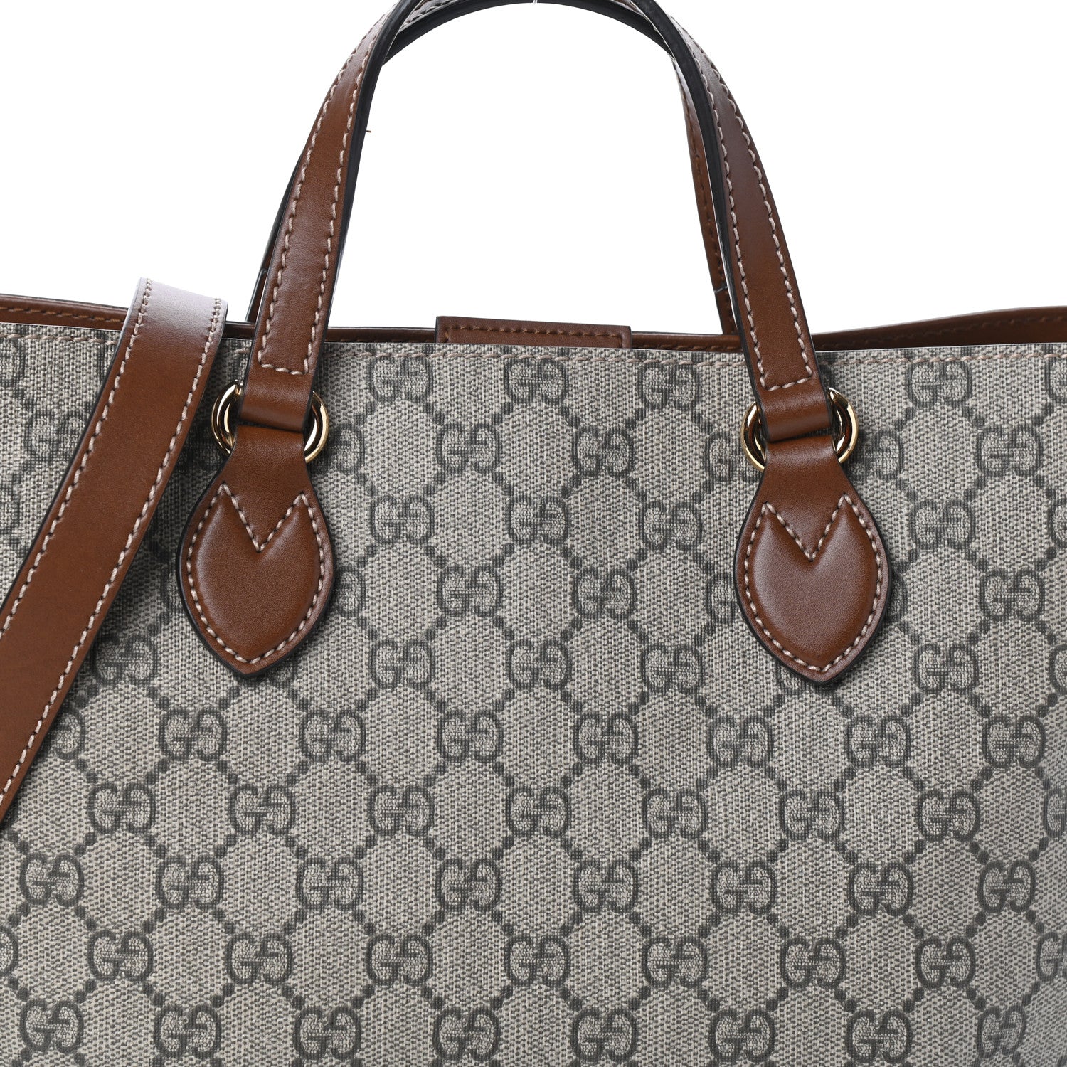 Gucci Soft GG Supreme Monogram Small Crossbody Tote Beige Cuir 7 of 9