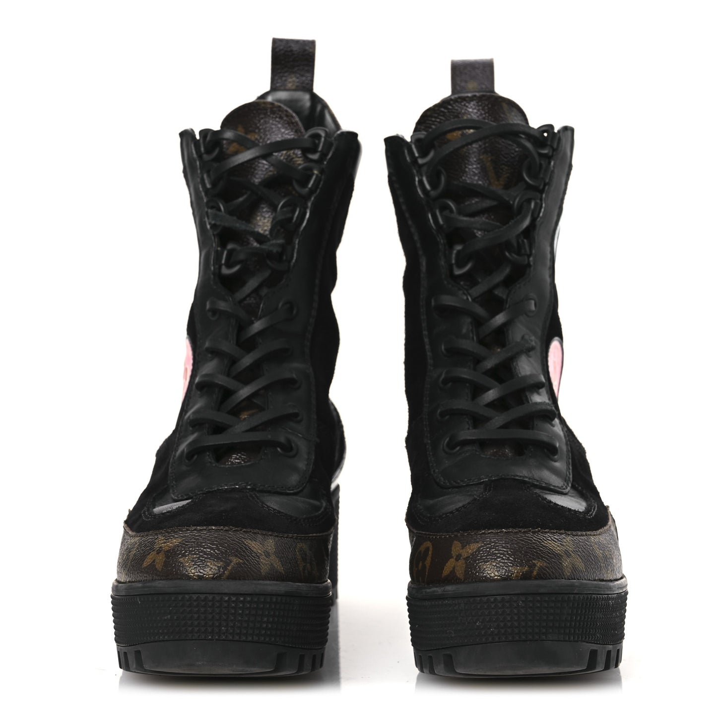 Suede Calfskin Monogram World Tour Platform Desert Boots 36.5 Black