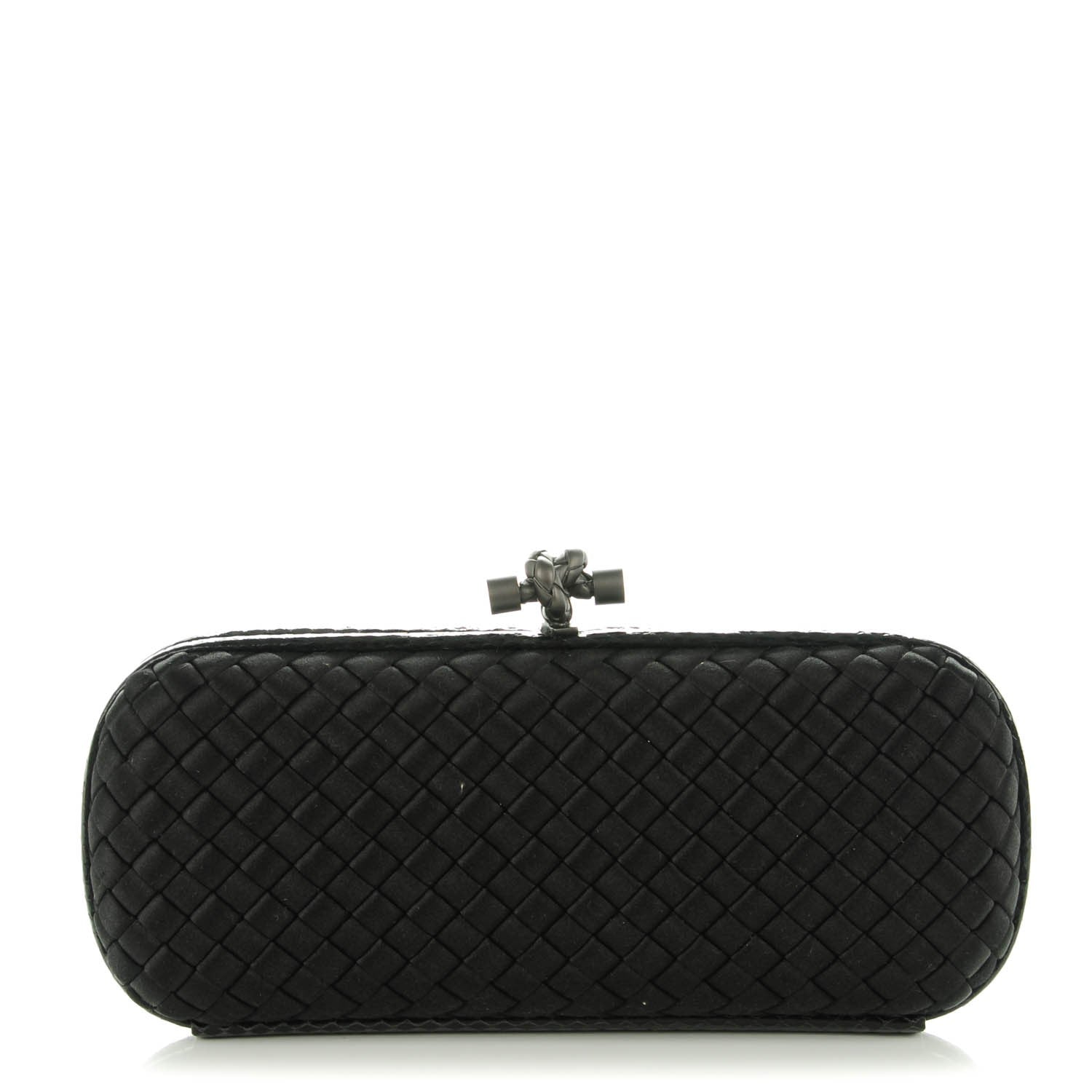 Bottega Veneta Satin Ayers Intreccio Impero Stretch Knot Clutch Black 1 of 6