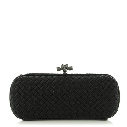 Bottega Veneta Satin Ayers Intreccio Impero Stretch Knot Clutch Black 1 of 6