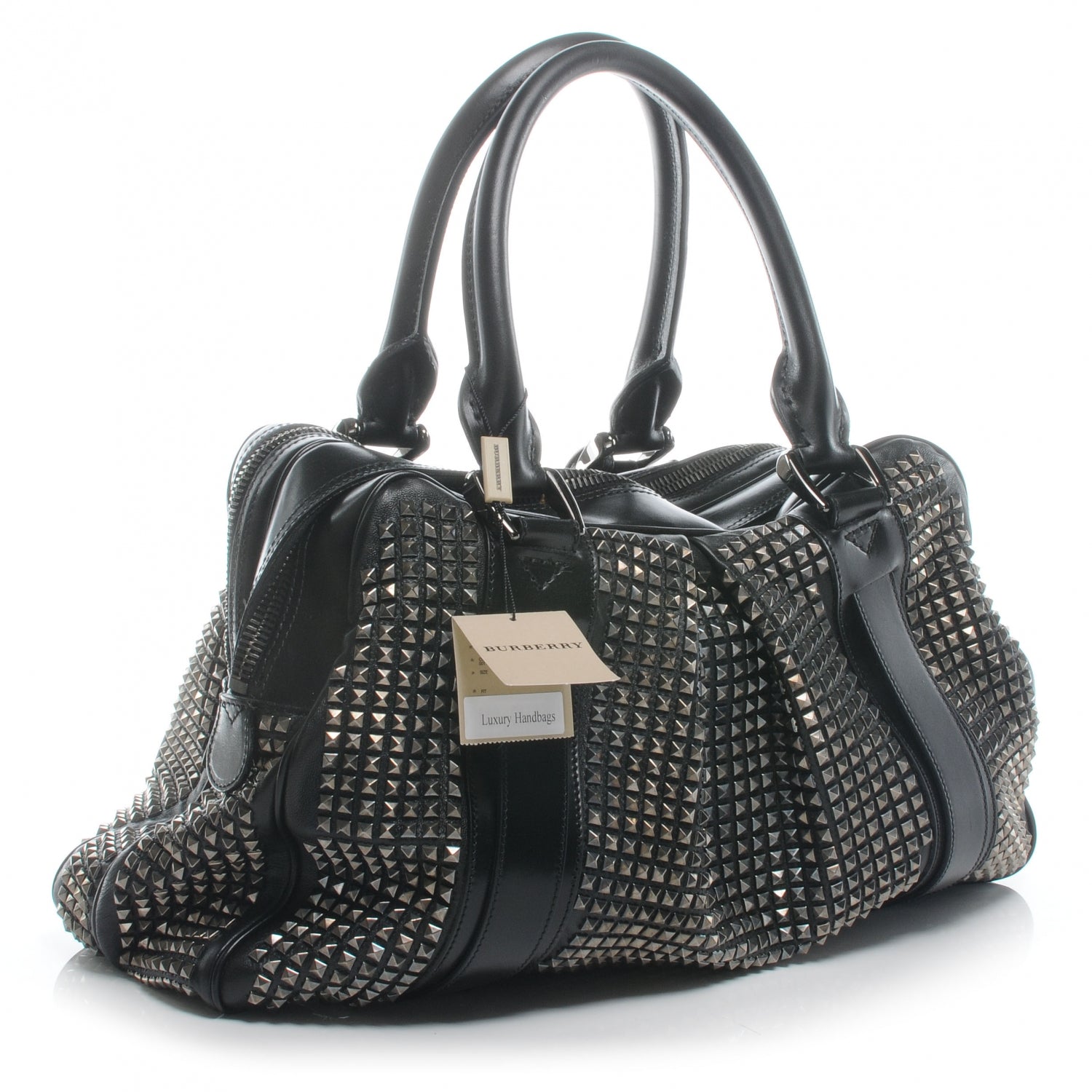 Burberry Prorsum Calfskin Studded Knight Satchel Black 3 of 9