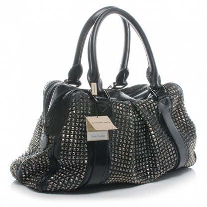 Burberry Prorsum Calfskin Studded Knight Satchel Black 3 of 9