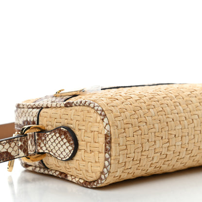 Gucci Raffia Elaphe Mini Ophidia Shoulder Bag Natural Cream Brown 9 of 11